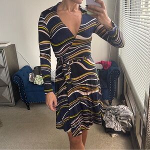 DVF Striped Wrap Dress